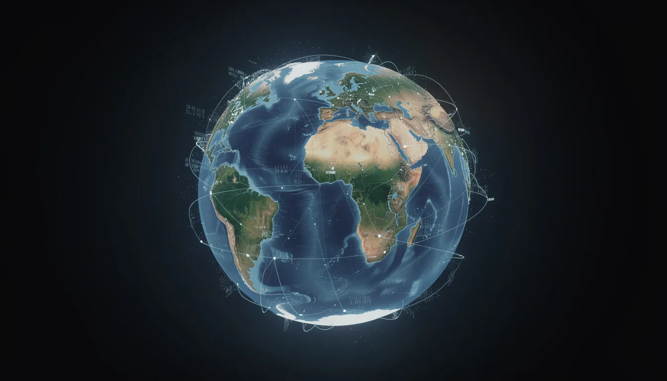 The image depicts a globe surrounded by interconnected network lines, symbolizing global internet connectivity. This visual representation highlights the importance of online safety and the need for age verification laws to protect children from accessing harmful content, including pornography and other adult material.
